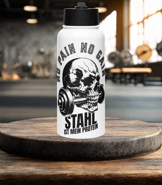 No Pain No Gain Edelstahl Trinkflasche